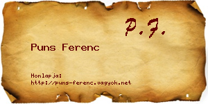 Puns Ferenc névjegykártya